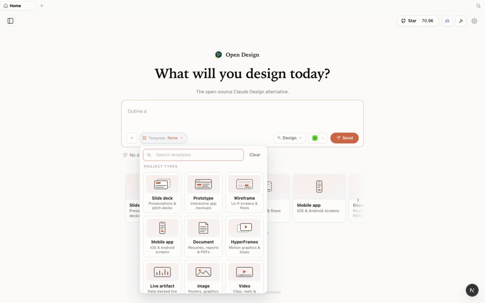 OpenDesign 模板库,含原型、图像和视频起点。